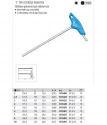 Altıbucaq DT 42 2 HEXAGON ALLEN KEY WITH T-HANDLE